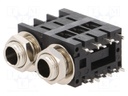 Socket; Jack 6,35mm; female; stereo; double,with triple switch