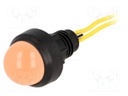 Indicator: LED; prominent; 230VAC; Cutout: Ø13mm; IP40; 300mm leads