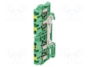 Splice terminal: rail; 2.5mm2; ways: 1; terminals: 4; yellow-green