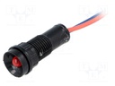 Indicator: LED; recessed; 12VDC; 12VAC; Cutout: Ø11mm; IP40; plastic