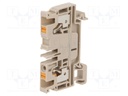 Splice terminal: rail; 4mm2; ways: 1; terminals: 2; beige; wemid