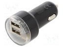 Automotive power supply; USB A socket x2; Sup.volt: 12÷24VDC
