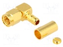 Plug; SMA; male; angled 90°; 50Ω; crimped; for cable; teflon