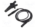 Test lead; banana plug 4mm,aligator clip; Len: 1m; black