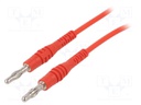 Test lead; 60VDC; 30VAC; 15A; banana plug 4mm,both sides; Len: 2m
