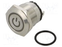 Switch: vandal resistant; Pos: 2; SPST-NO; 20A/220VAC; IP40; green