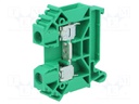 Splice terminal: rail; 0.5÷10mm2; ways: 1; terminals: 2; green; TS35