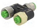 T adapter; M12 male,M12 female x2; A code-DeviceNet / CANopen