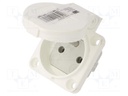 Connector: AC supply; socket; 2P+PE; 250VAC; 16A; white; PIN: 3; IP54