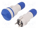 Connector: AC supply; socket,plug; Layout: 2P+PE; blue,grey; 16A