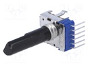 Potentiometer: shaft; 50mW; 10kΩ; ±20%; 300°; for PCB; logarithmic