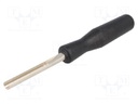 Tool: for demounting of terminals; terminals