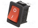 ROCKER; SPST; Pos: 2; OFF-ON; 10A/24VDC; red; none; Rcont max: 50mΩ