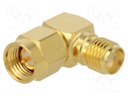 Coupler; SMA male,SMA female; angled 90°; 50Ω; teflon