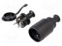 Connector: AC supply; socket,plug; Layout: 2P+PE; black; 250VAC