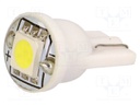 LED lamp; neutral white; W2,1x9,5d; Urated: 12VDC; 22lm; 0.24W