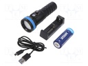 Torch: LED diving; L: 146mm; 400/800/1600lm; Ø: 46mm; IPX8