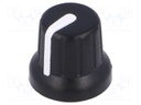 Knob; miniature,with pointer; Shaft d: 6.35mm; black