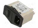 Filtered IEC Power Entry Module, Medical, IEC C14, Medical, 6 A, 230 VAC, 2-Pole Switch
