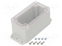 Enclosure: multipurpose; X: 50mm; Y: 95mm; Z: 50mm; with fixing lugs