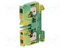 Splice terminal: rail; 6mm2; ways: 1; terminals: 2; yellow-green