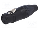Plug; XLR; female; PIN: 5; straight; for cable; soldering; 7.5A; 1mm2