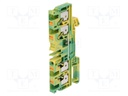 Splice terminal: rail; 4mm2; ways: 1; terminals: 4; yellow-green