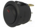 ROCKER; SPST; Pos: 2; OFF-ON; 6A/250VAC; black; LED 24VDC