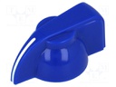 Knob; with pointer; Shaft d: 6mm; Ø19.5x14mm; blue; Shaft: knurled