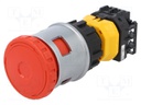 Switch: emergency stop; Stabl.pos: 2; NC x3; 30mm; red; IP65; Pos: 2