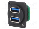 Socket; USB A; for panel mounting,plain screw hole,screw