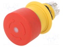 Switch: emergency stop; Stabl.pos: 2; NC x2; 16mm; red; LED; Pos: 2