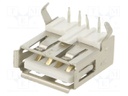 Socket; USB A; on PCBs; THT; PIN: 4; angled 90°; USB 2.0; 1A; 30V