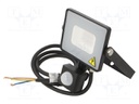 Lamp: LED flood light; 4000K; IP65; Body: black; 10W; Len: 1m; 800lm