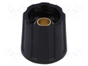 Knob; without pointer; ABS; Shaft d: 6.35mm; Ø16x15.5mm; black