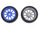Wheel; blue; Shaft: smooth; Pcs: 2; screw; Ø: 65mm; Plating: rubber