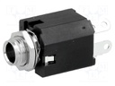 Socket; Jack 6,35mm; female; stereo; with on/off switch; straight