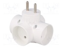 Connector: AC supply; splitter; Layout: 2P; Type: round,flat; white