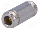 Coupler; N socket,both sides; straight; 50Ω; teflon; gold-plated