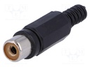 Plug; RCA; female; with strain relief; straight; soldering; black
