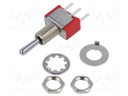 Switch: toggle; Pos: 3; SP3T; ON-OFF-ON; 2A/250VAC; 5A/28VDC; 10mΩ