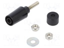 Socket; 4mm banana; 32A; black; panel; 45mm; Contacts: brass