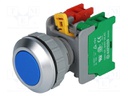 Switch: push-button; Stabl.pos: 1; NC + NO; 30mm; blue; IP65; Pos: 2