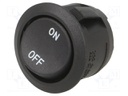 ROCKER; SPST; Pos: 2; OFF-ON; 10A/28VDC; black; none; Rcont max: 50mΩ