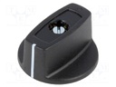 Knob; with pointer; ABS; Shaft d: 6mm; Ø31x16mm; black