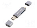 Card reader: memory; silver; 480Mbps; Communication: USB