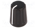 Knob; conical,with pointer; ABS; Shaft d: 6mm; Ø13.5x17.1mm; black