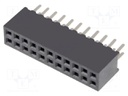 Socket; pin strips; female; PIN: 22; straight; 1.27mm; THT; 2x11