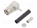 Plug; SMA; male; angled 90°; 50Ω; RG178(A,B); soldering,crimped