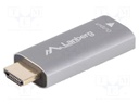 Adapter; DisplayPort socket,HDMI plug,USB C socket; black